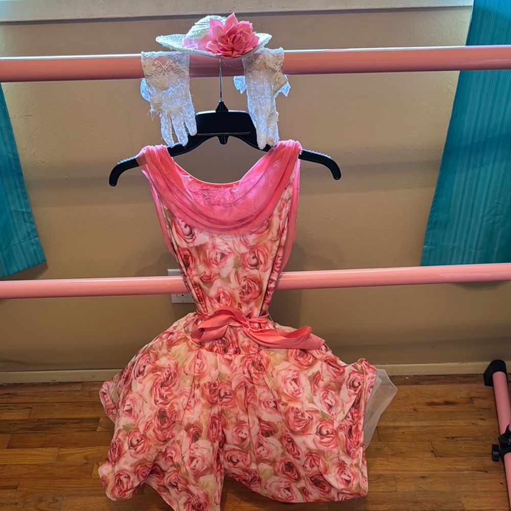 Floral Pink Dance Costume Dress SA revolution sizing see photo